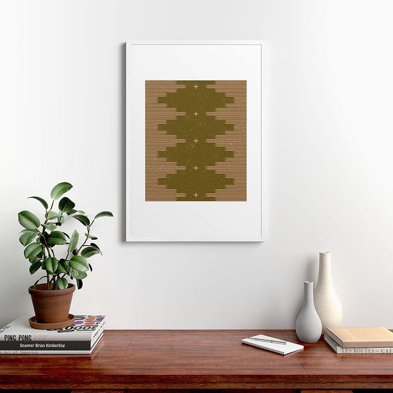 Southwestern Minimalist Retro Green & Pink Framed Art Print Gallery Image 37