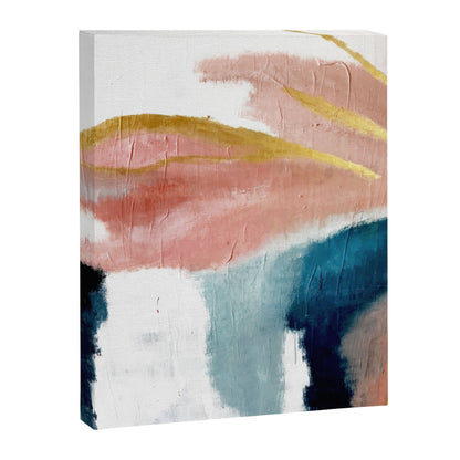 Exhale: a pretty, minimal, acrylic piece in pinks, blues, and gold Canvas Print Gallery Image 4