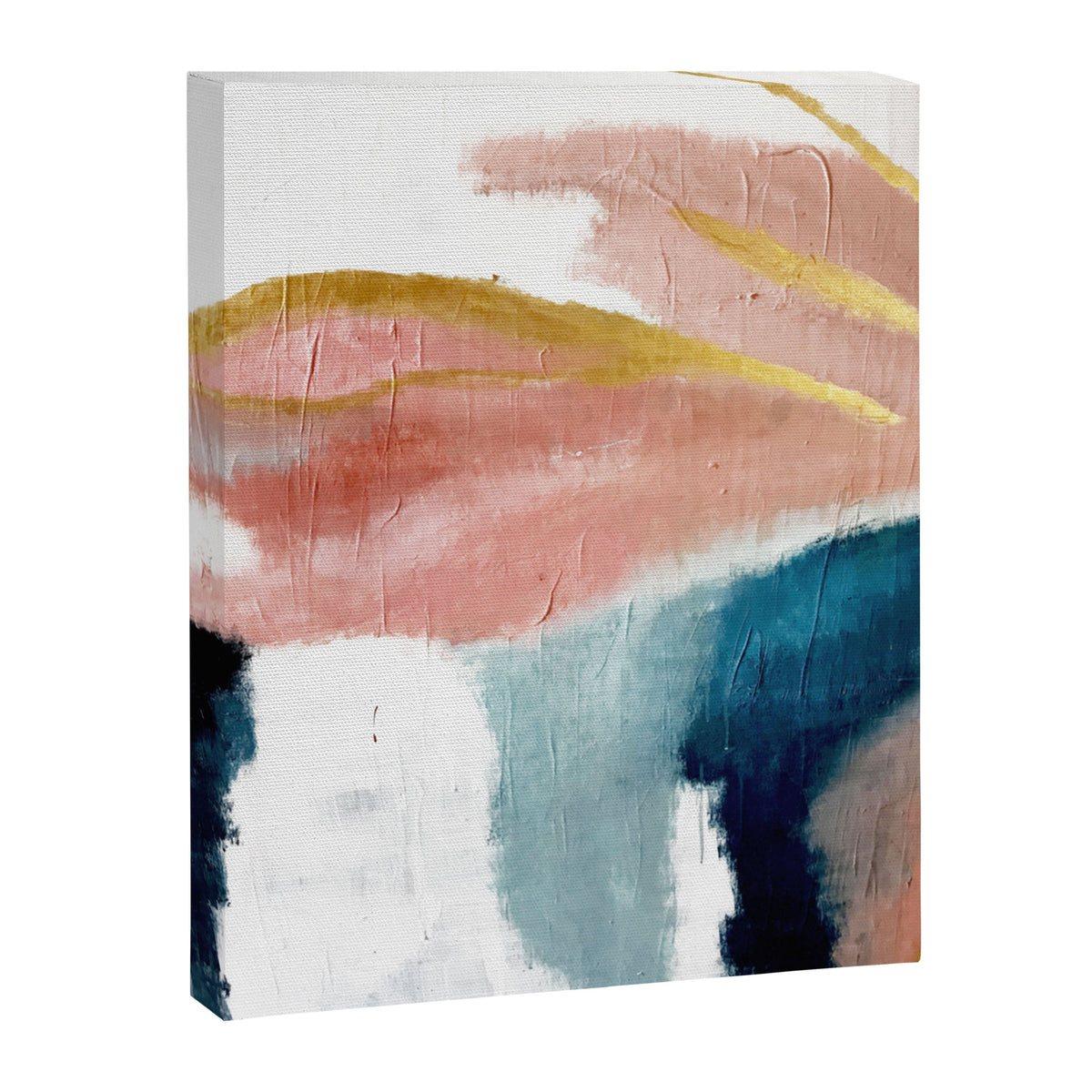 Exhale: a pretty, minimal, acrylic piece in pinks, blues, and gold Canvas Print Gallery Image 3