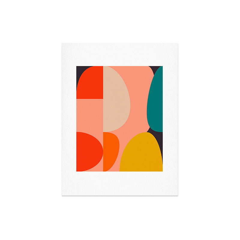 geometry shape mid century organic blush curry teal Art Print Gallery Image 4