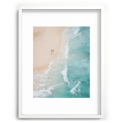 Couple on the Pastel Shore - Aerial Coastal Print Framed Art Print Gallery Image 79