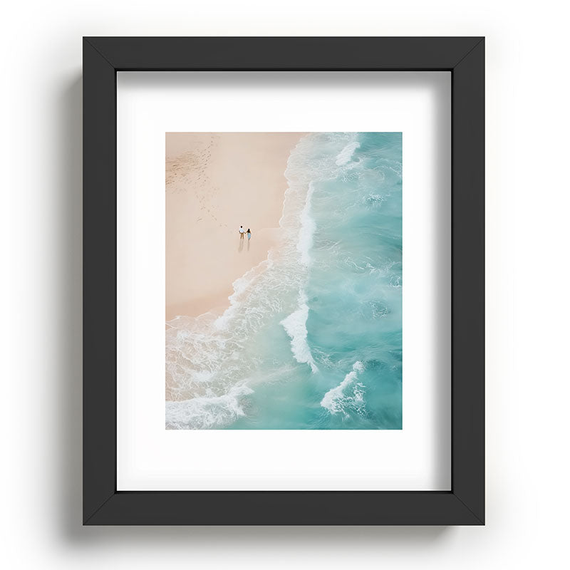 Couple on the Pastel Shore - Aerial Coastal Print Framed Art Print Gallery Image 57