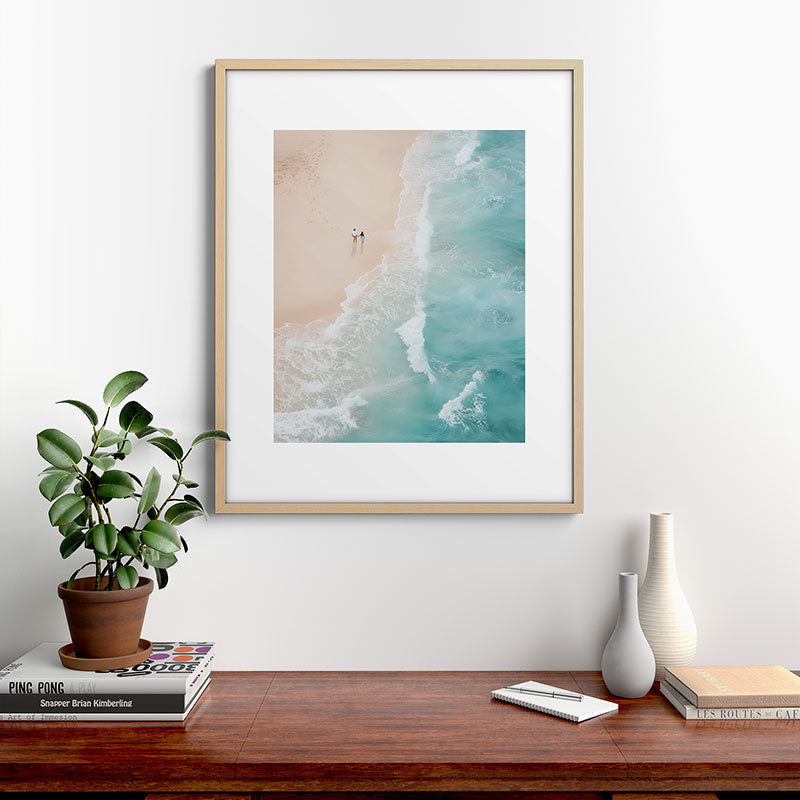 Couple on the Pastel Shore - Aerial Coastal Print Framed Art Print Gallery Image 21