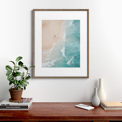 Couple on the Pastel Shore - Aerial Coastal Print Framed Art Print Gallery Image 14