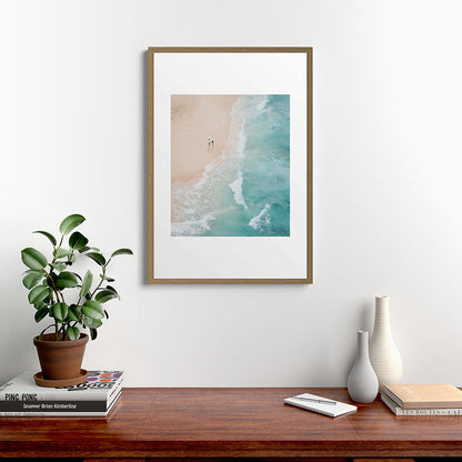 Couple on the Pastel Shore - Aerial Coastal Print Framed Art Print Gallery Image 13
