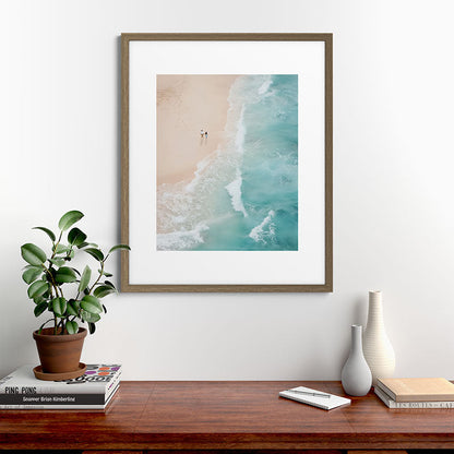 Couple on the Pastel Shore - Aerial Coastal Print Framed Art Print Gallery Image 42