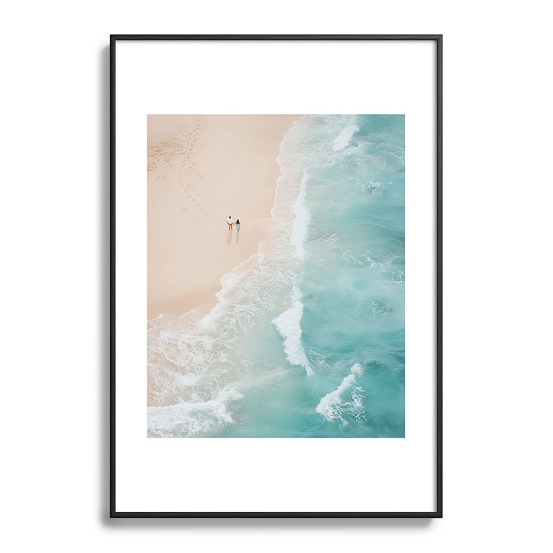 Couple on the Pastel Shore - Aerial Coastal Print Framed Art Print Gallery Image 83