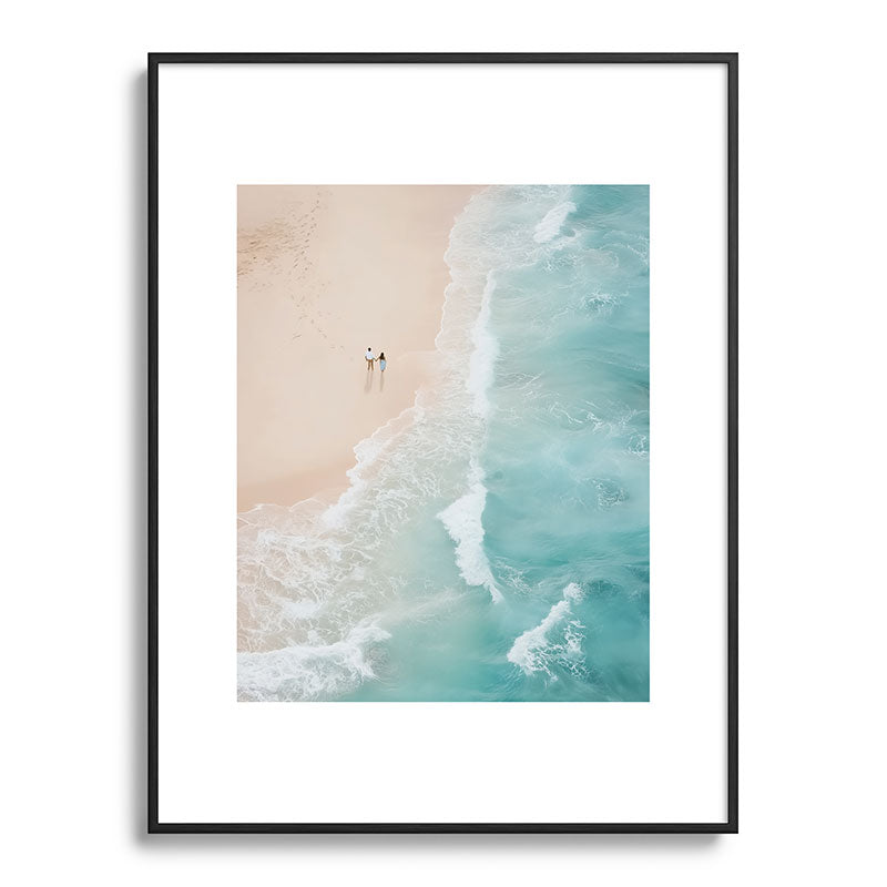Couple on the Pastel Shore - Aerial Coastal Print Framed Art Print Gallery Image 84