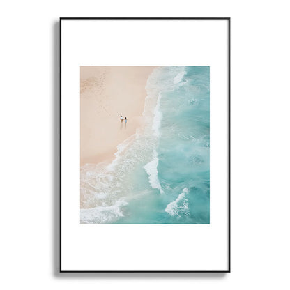 Couple on the Pastel Shore - Aerial Coastal Print Framed Art Print Gallery Image 87