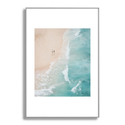 Couple on the Pastel Shore - Aerial Coastal Print Framed Art Print Gallery Image 101