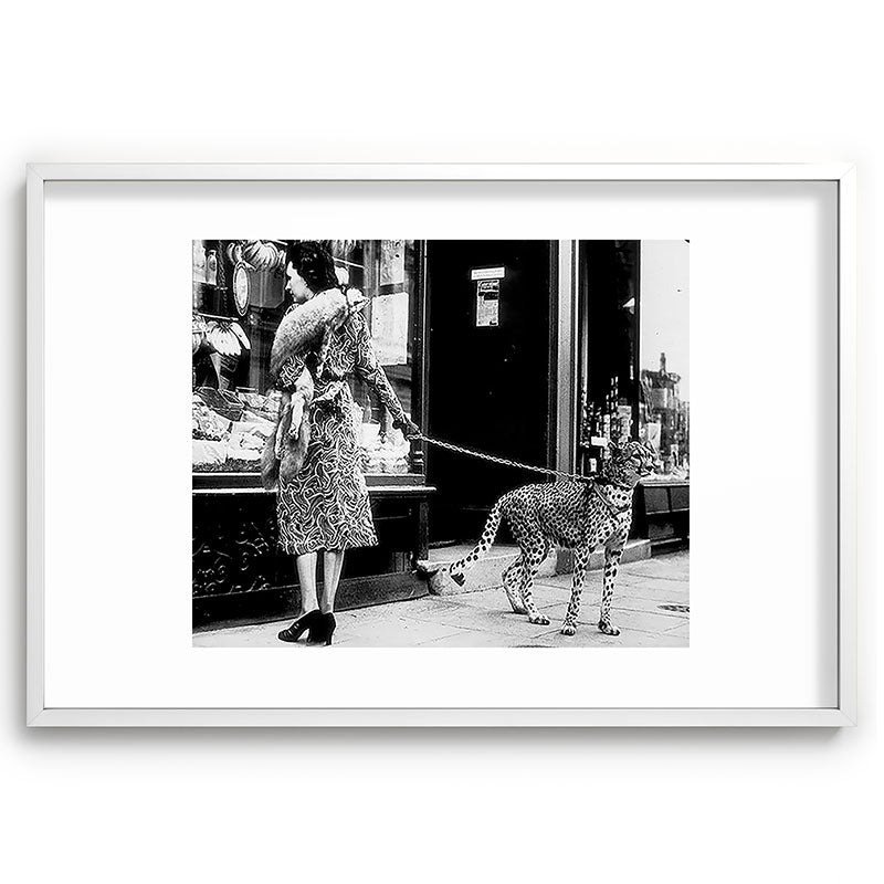 Woman Walking Pet Cheetah in London, 1939 Framed Art Print Gallery Image 80
