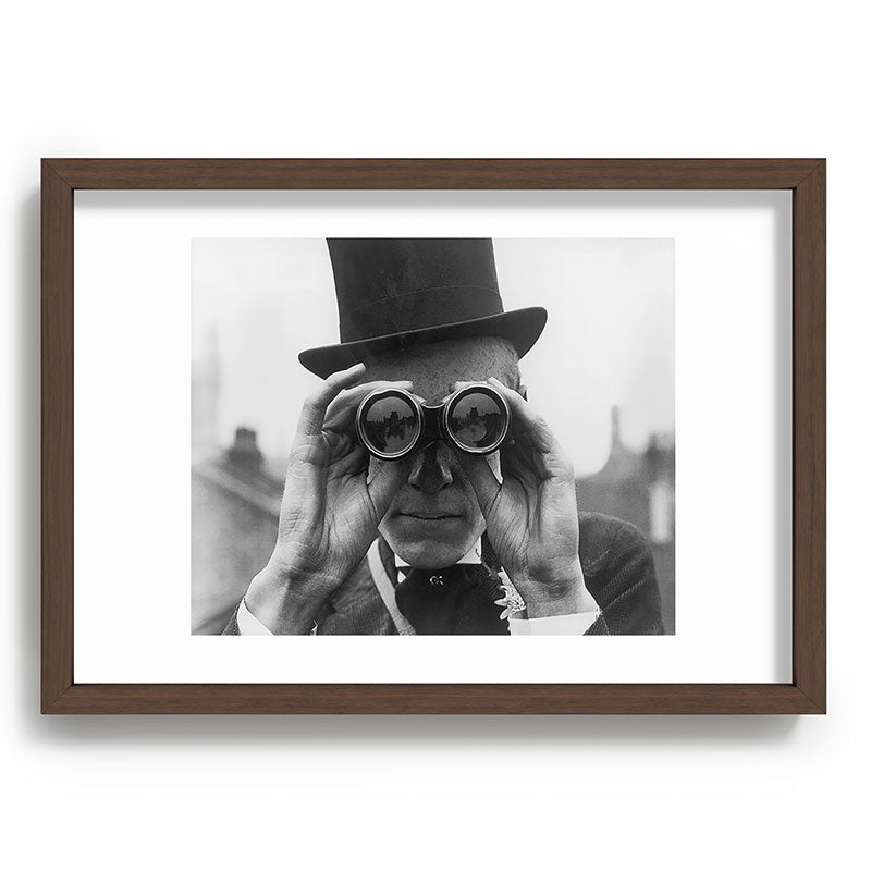 Derby Spectator watching ponies with opera glasses black and white photograph - photography - photographs Framed Art Print Gallery Image 89