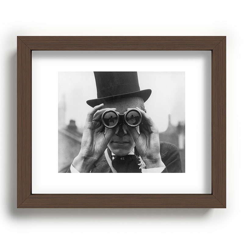 Derby Spectator watching ponies with opera glasses black and white photograph - photography - photographs Framed Art Print Gallery Image 86