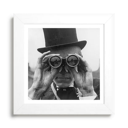 Derby Spectator watching ponies with opera glasses black and white photograph - photography - photographs Framed Art Print Gallery Image 79