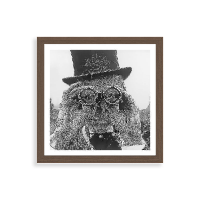 Derby Spectator watching ponies with opera glasses black and white photograph - photography - photographs Framed Art Print Gallery Image 60