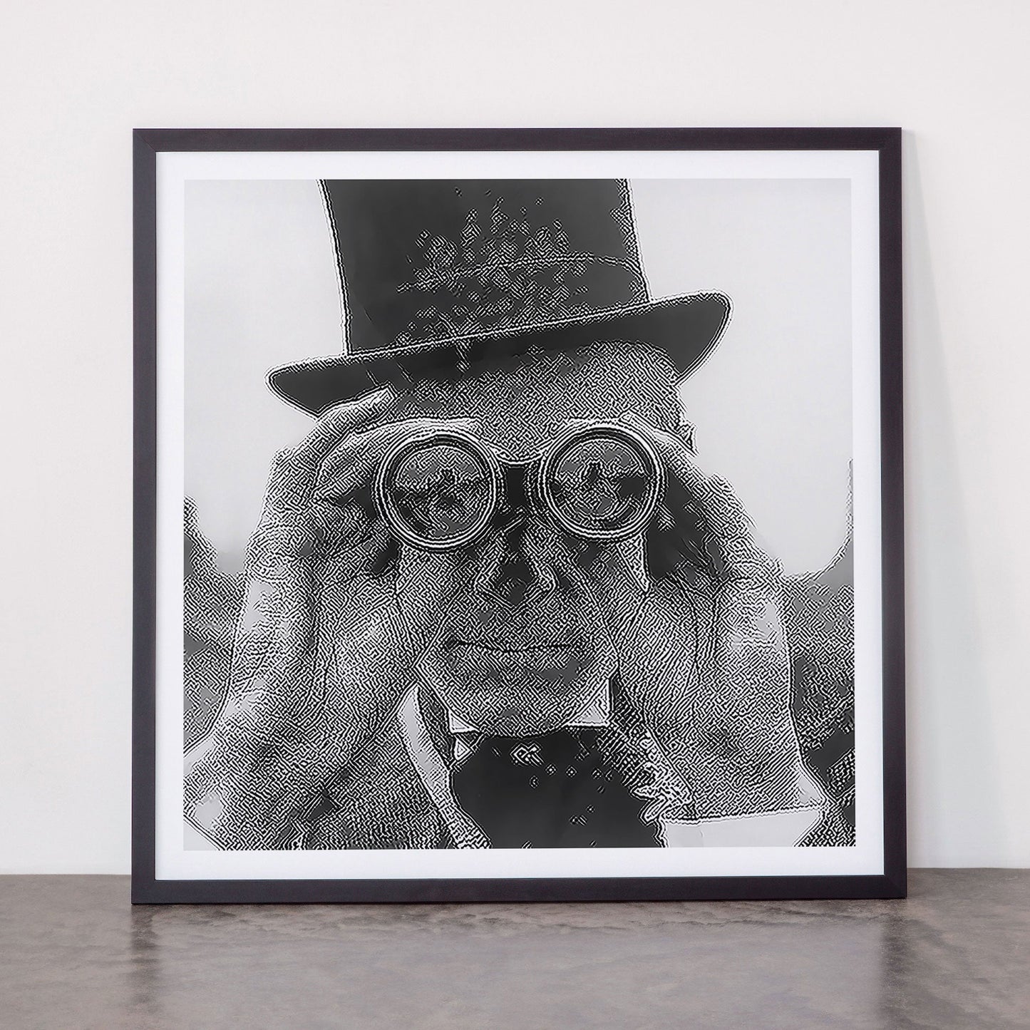 Derby Spectator watching ponies with opera glasses black and white photograph - photography - photographs Framed Art Print Gallery Image 55