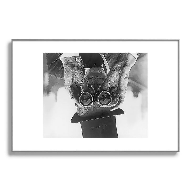 Derby Spectator watching ponies with opera glasses black and white photograph - photography - photographs Framed Art Print Gallery Image 137