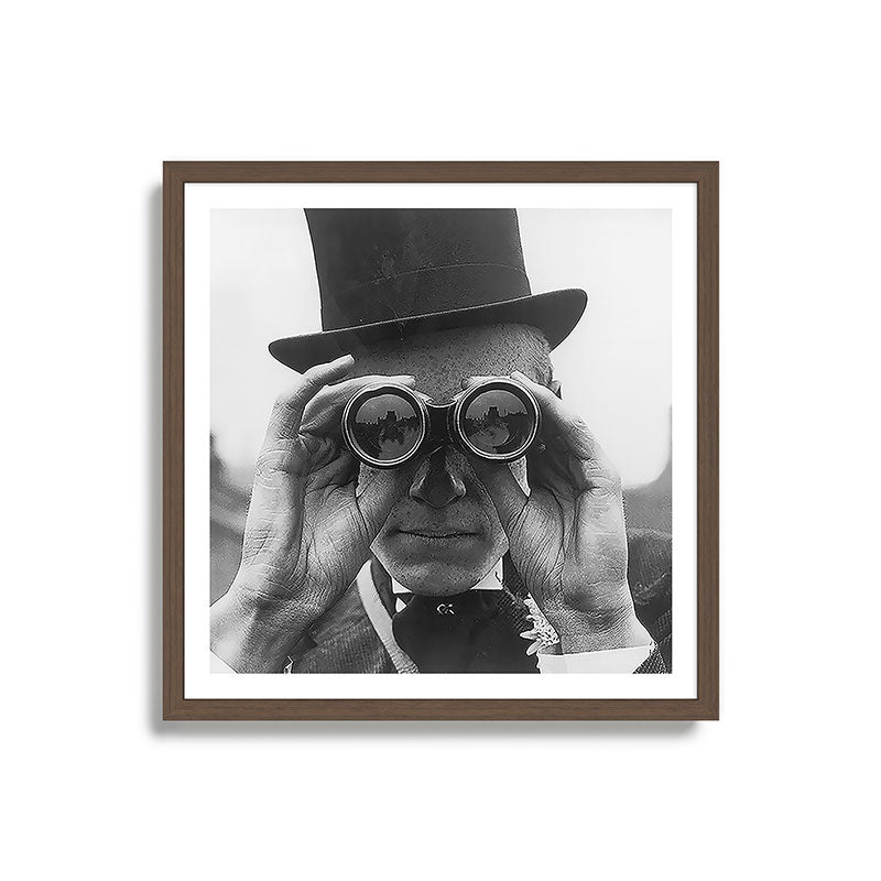 Derby Spectator watching ponies with opera glasses black and white photograph - photography - photographs Framed Art Print Gallery Image 17