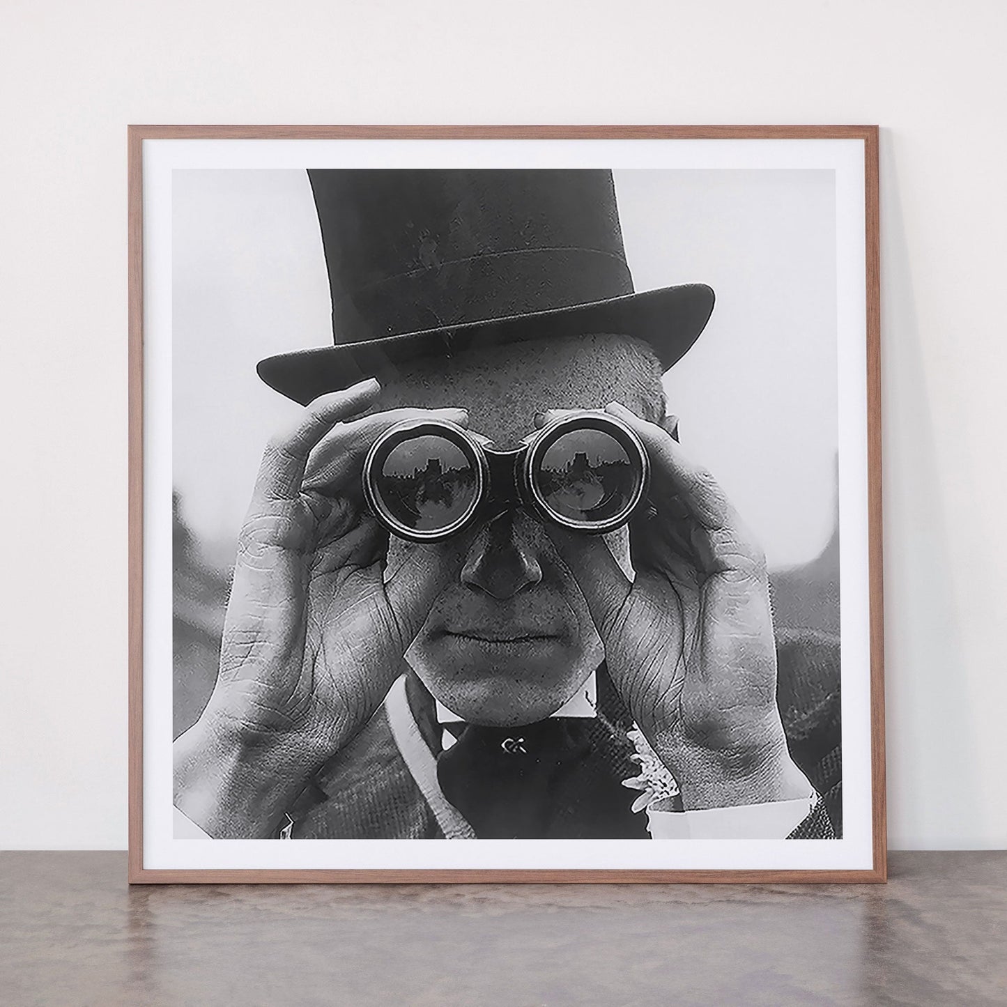 Derby Spectator watching ponies with opera glasses black and white photograph - photography - photographs Framed Art Print Gallery Image 21