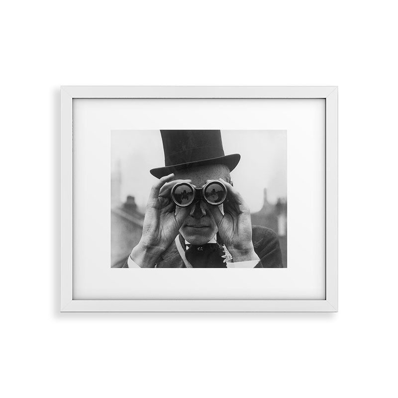 Derby Spectator watching ponies with opera glasses black and white photograph - photography - photographs Framed Art Print Gallery Image 36