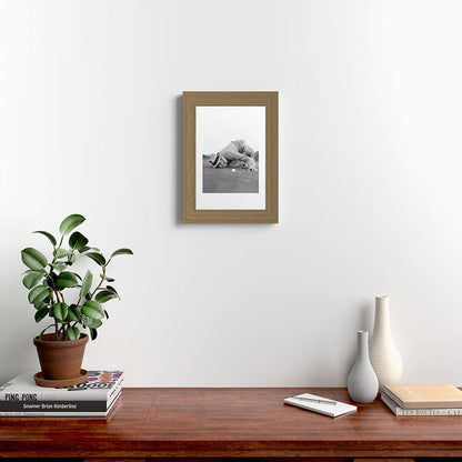Eye to the ground on the 18th hole; golfing man eyes ball to measure distance to hole vintage black and white portrait photograph - photography - photographs poster Framed Art Print Gallery Image 52