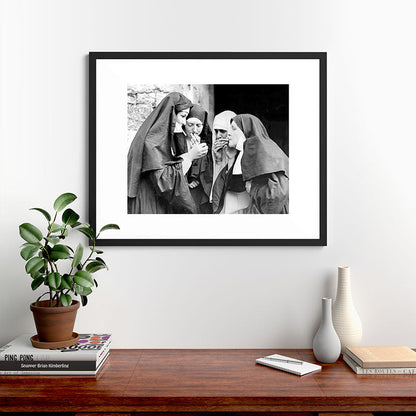 Nuns smoking black and white photograph - photography - photographs portrait for home and wall decor Framed Art Print Gallery Image 48