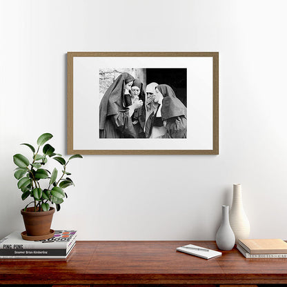 Nuns smoking black and white photograph - photography - photographs portrait for home and wall decor Framed Art Print Gallery Image 65