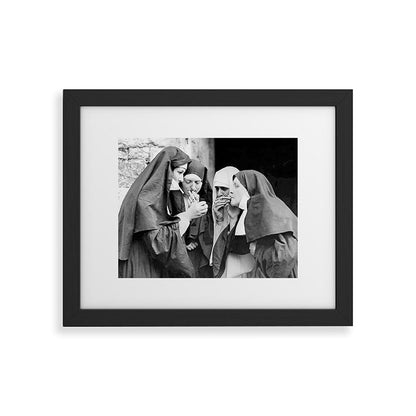 Nuns smoking black and white photograph - photography - photographs portrait for home and wall decor Framed Art Print Gallery Image 47