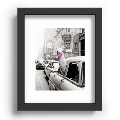 Perfect Pink Bubble Gum Llama taking a New York Taxi black and white photograph Framed Art Print Gallery Image 80