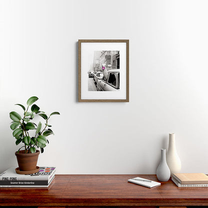 Perfect Pink Bubble Gum Llama taking a New York Taxi black and white photograph Framed Art Print Gallery Image 15