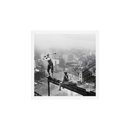 Tough Par Four - Golf Game at 1000 feet black and white photograph Art Print Gallery Image 2
