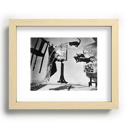 Dalí Atomicus, Salvador Dali painting with flying cats and water spurts surrealism / surrealist black and white photograph / photography by Philippe Halsman Framed Art Print Gallery Image 96