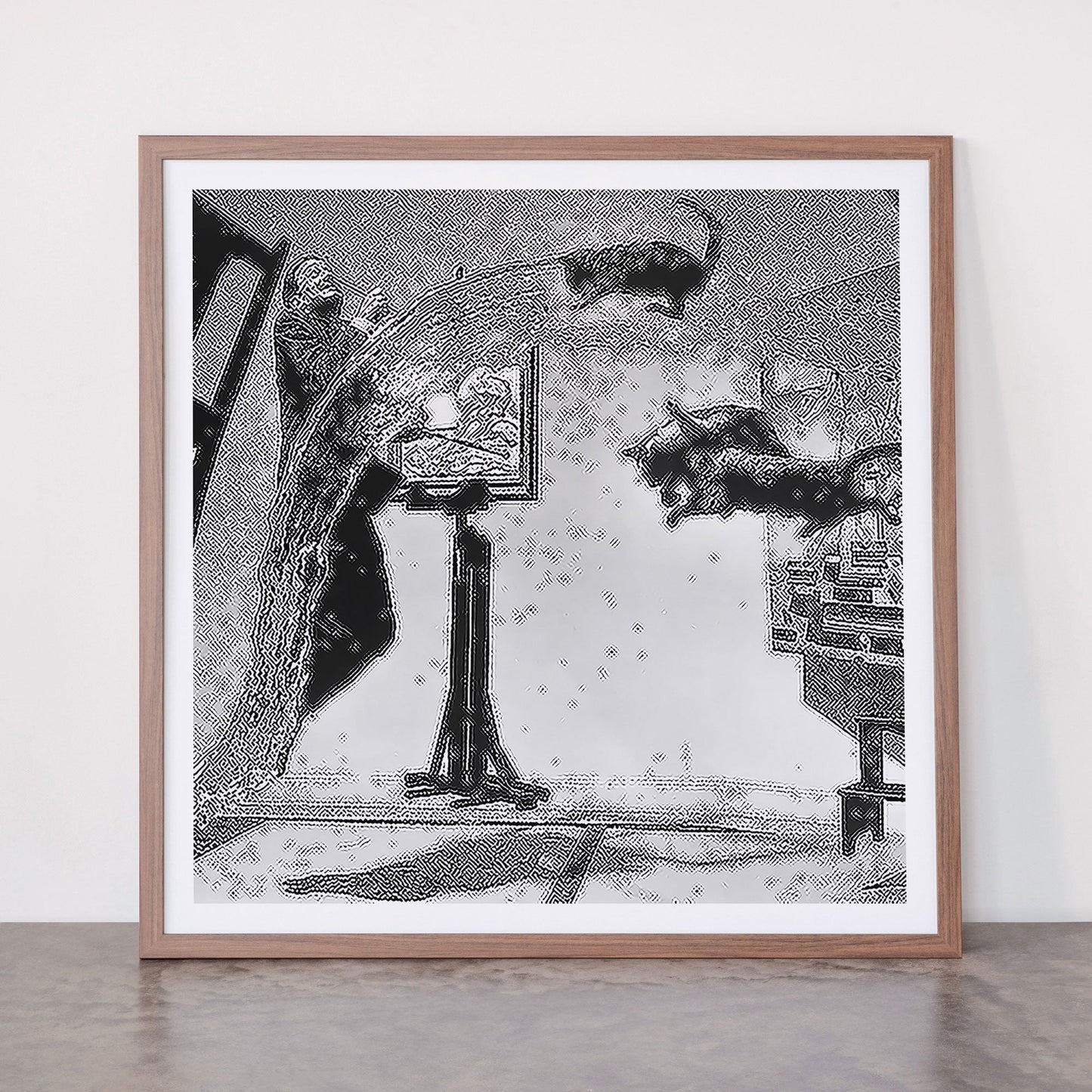 Dalí Atomicus, Salvador Dali painting with flying cats and water spurts surrealism / surrealist black and white photograph / photography by Philippe Halsman Framed Art Print Gallery Image 66
