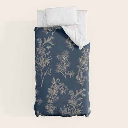 Botanical Cottage Floral Pattern Navy Blue and Beige Duvet Cover Gallery Image 9