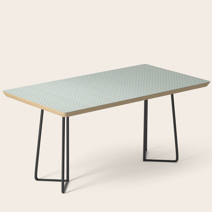 Blue geometric gingham grid art pattern Coffee Table Gallery Image 1