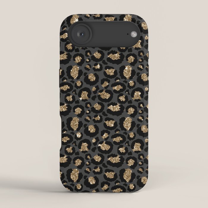 Black Gold Leopard Print Pattern iPhone Case Gallery Image 2