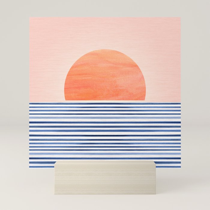 Summer Sunrise Minimal Abstract Landscape Mini Art Print Gallery Image 5