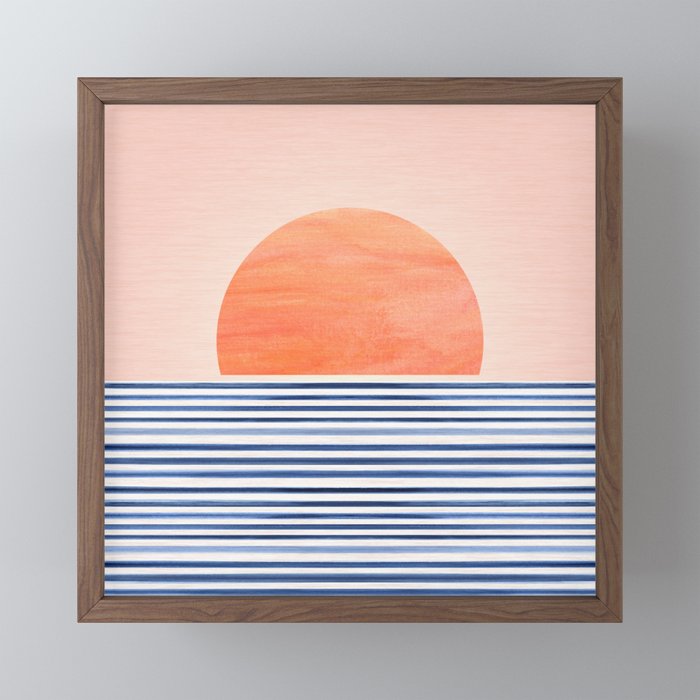 Summer Sunrise Minimal Abstract Landscape Mini Art Print Gallery Image 2