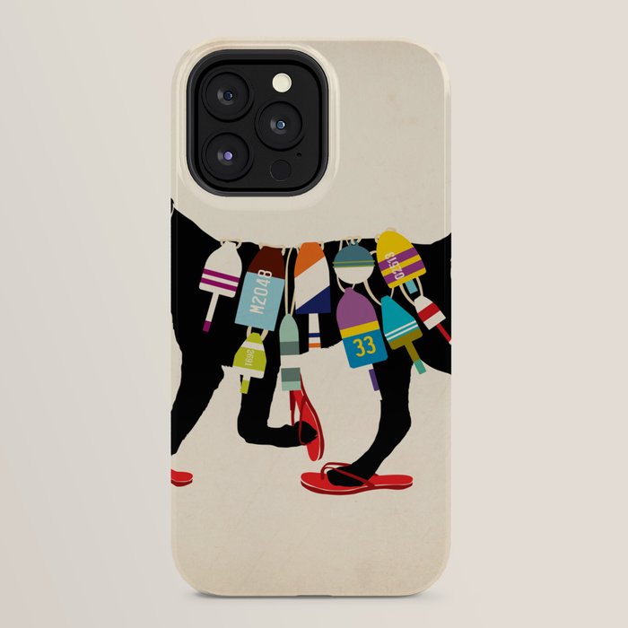 Black dog lab labrador buoy nautical beach ocean sandals flip flop art iPhone Case Gallery Image 32