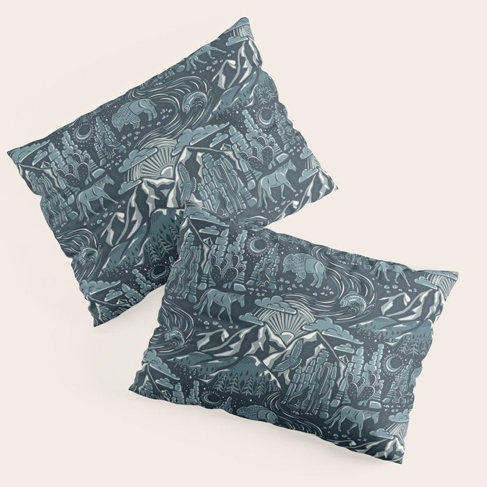 Wild West - Blue Pillow Sham Gallery Image 3
