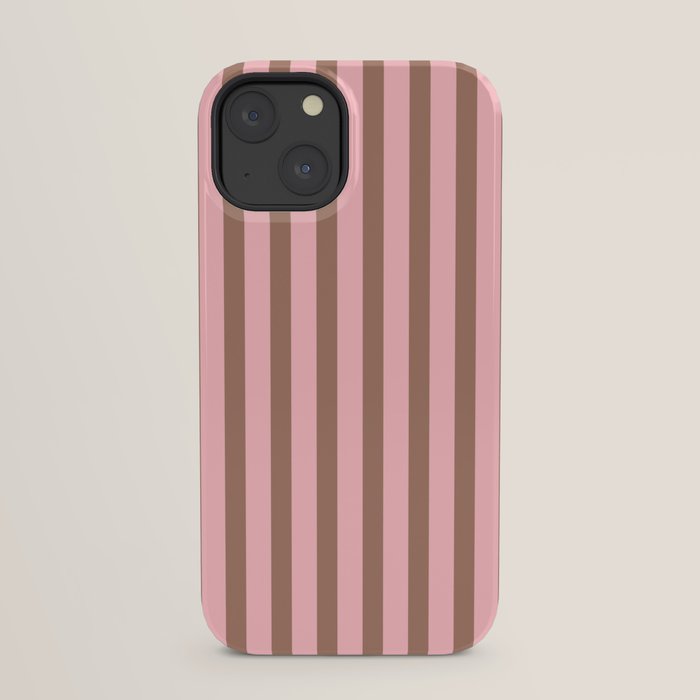 Mocha Brown and Pink Stripes Narrow Vertical Stripe Pattern iPhone Case Gallery Image 21