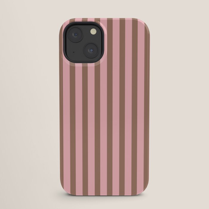 Mocha Brown and Pink Stripes Narrow Vertical Stripe Pattern iPhone Case Gallery Image 25