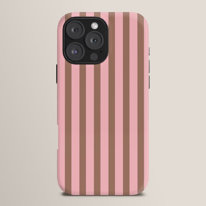 Mocha Brown and Pink Stripes Narrow Vertical Stripe Pattern iPhone Case Gallery Image 16
