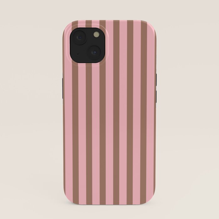 Mocha Brown and Pink Stripes Narrow Vertical Stripe Pattern iPhone Case Gallery Image 37