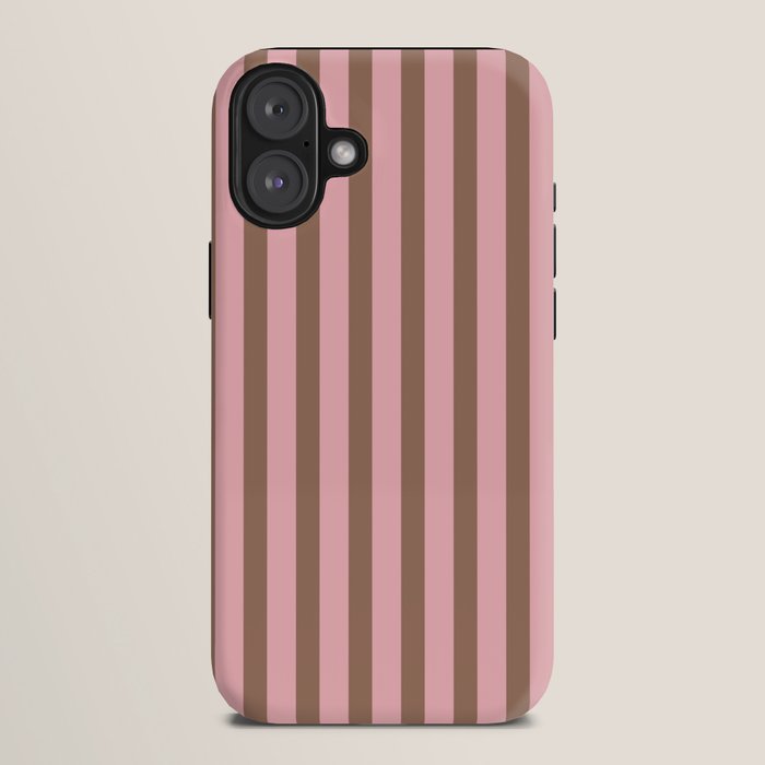 Mocha Brown and Pink Stripes Narrow Vertical Stripe Pattern iPhone Case Gallery Image 10