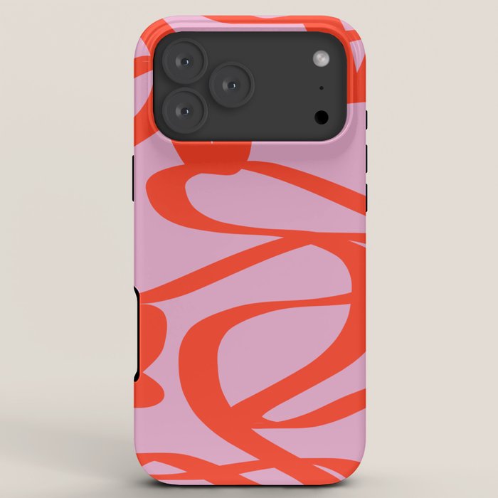Pink Retro Lines Modern Abstract Brush Shapes Midcentury Line Shapes Vintage iPhone Case Gallery Image 8