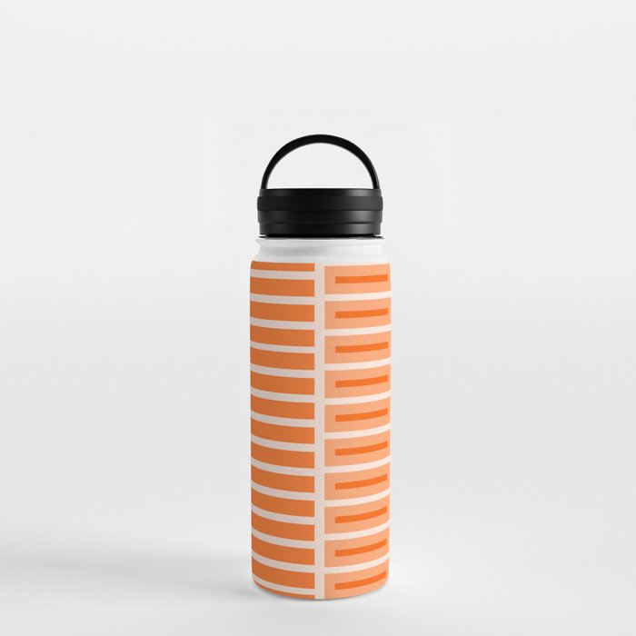 Orange Geometric Block Stripes Pattern Water Bottle Gallery Image 3
