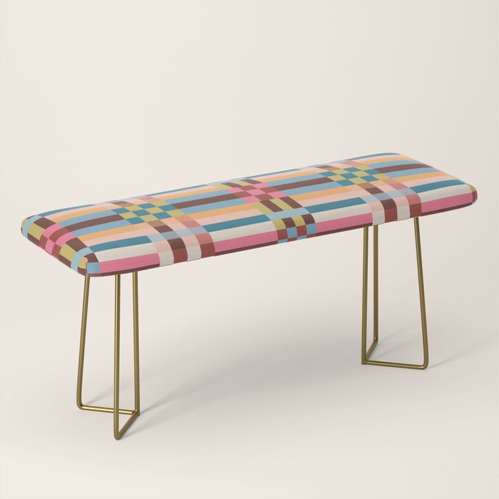 Woven Checks and Stripes Multicolored Bench Gallery Image 2