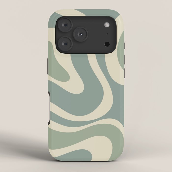 Modern Retro Liquid Swirl Abstract in Eucalyptus Green iPhone Case Gallery Image 3