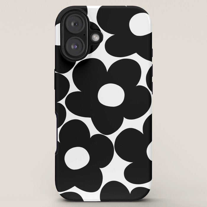 Black & White Retro Daisies #1 #decor #art #society6 iPhone Case Gallery Image 5
